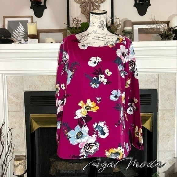 JOULES Harbour Print Jersey Top in Ruby Pink Rosy - Picture 3 of 15